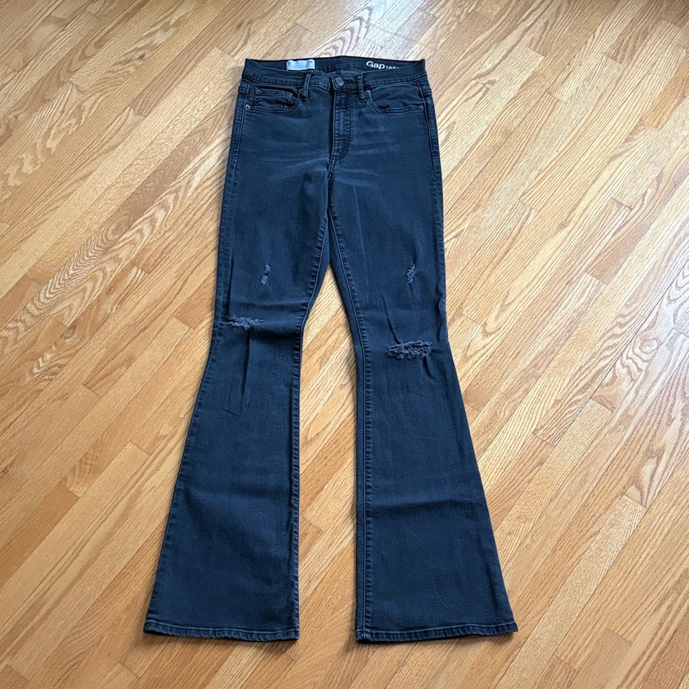 Gap High Rise Skinny Flare Distressed Jeans